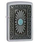 فندک زیپو (Zippo) مدل 29105 – طرح Tribal با مدالیون فیروزه‌ای