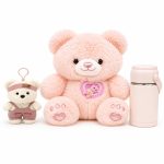 ست خرس صورتی همراه با آویز کیف و تراول ماگ | Pink Bear To Go